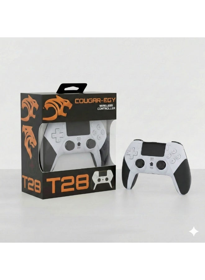 كوجار وحدة تحكم الألعاب اللاسلكية COUGAR-EGY (T28) لأجهزة PS4 والكمبيوتر الشخصي والهواتف المحمولة، وحدة تحكم عالية الأداء مزودة بخاصية الاهتزاز المزدوج، ولوحة لمس، ووظيفة Turbo، ومقبض مريح مانع للانزلاق. - Image 2